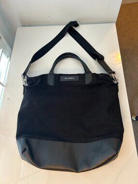 WANT Les Essentiels Black Canvas and Leather Tote